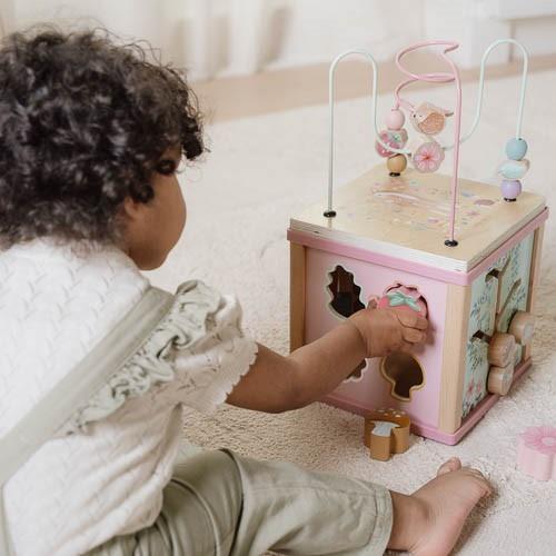 Wooden Activity Cube – Pink Fairy Garden