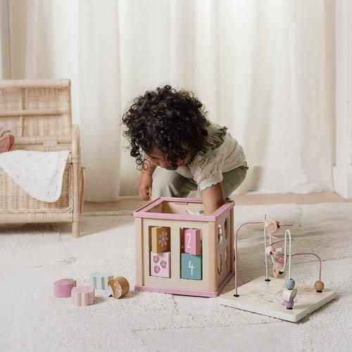 Wooden Activity Cube – Pink Fairy Garden