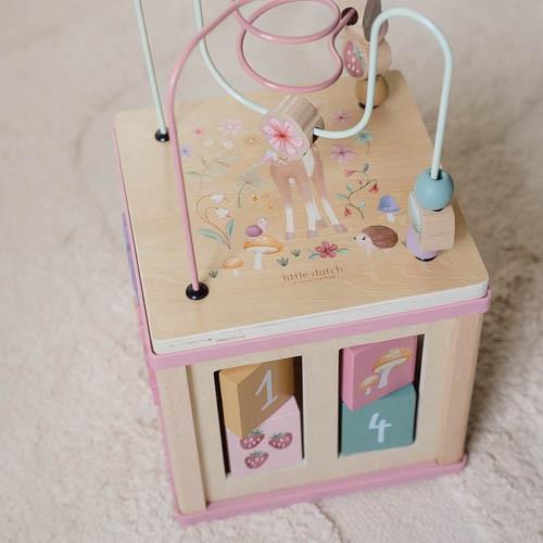 Wooden Activity Cube – Pink Fairy Garden