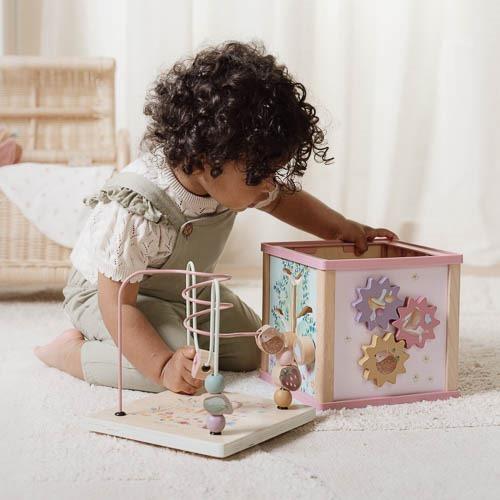 Wooden Activity Cube – Pink Fairy Garden