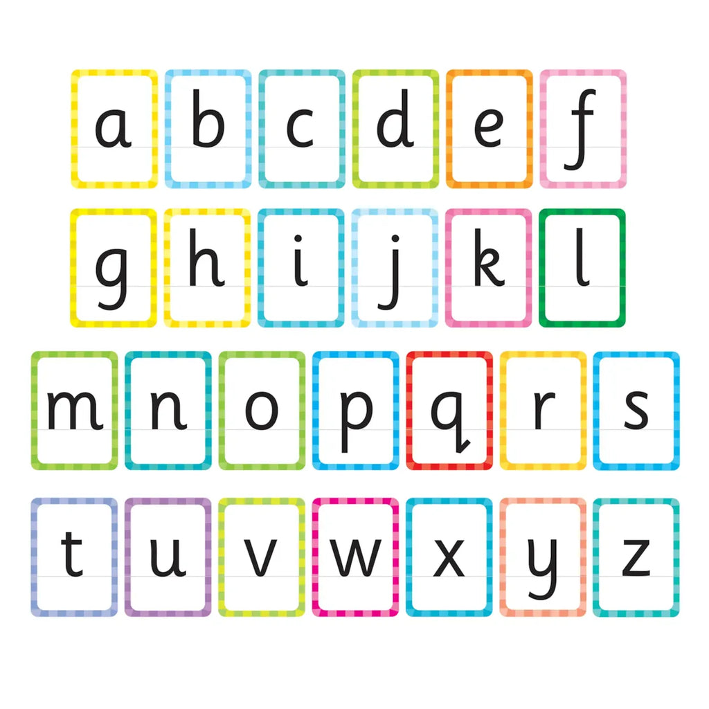 Colorful alphabet letters on a white background