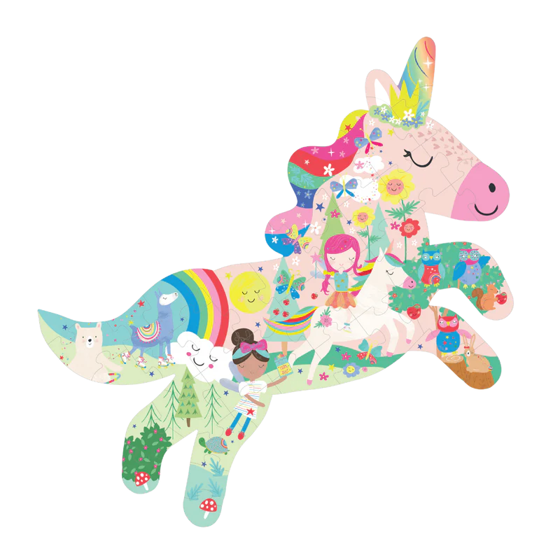 40 Piece Shaped Jigsaw Puzzle - Rainbow Fairy Unicorn