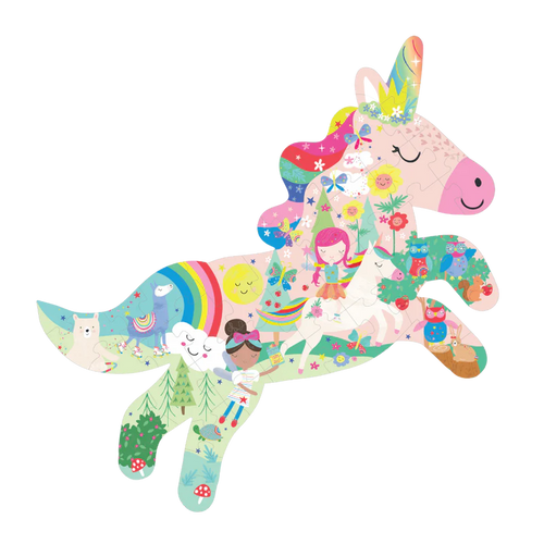 40 Piece Shaped Jigsaw Puzzle - Rainbow Fairy Unicorn