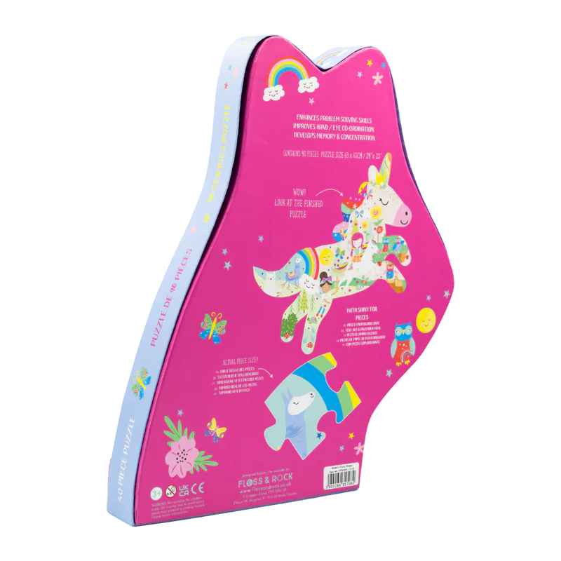 40 Piece Shaped Jigsaw Puzzle - Rainbow Fairy Unicorn