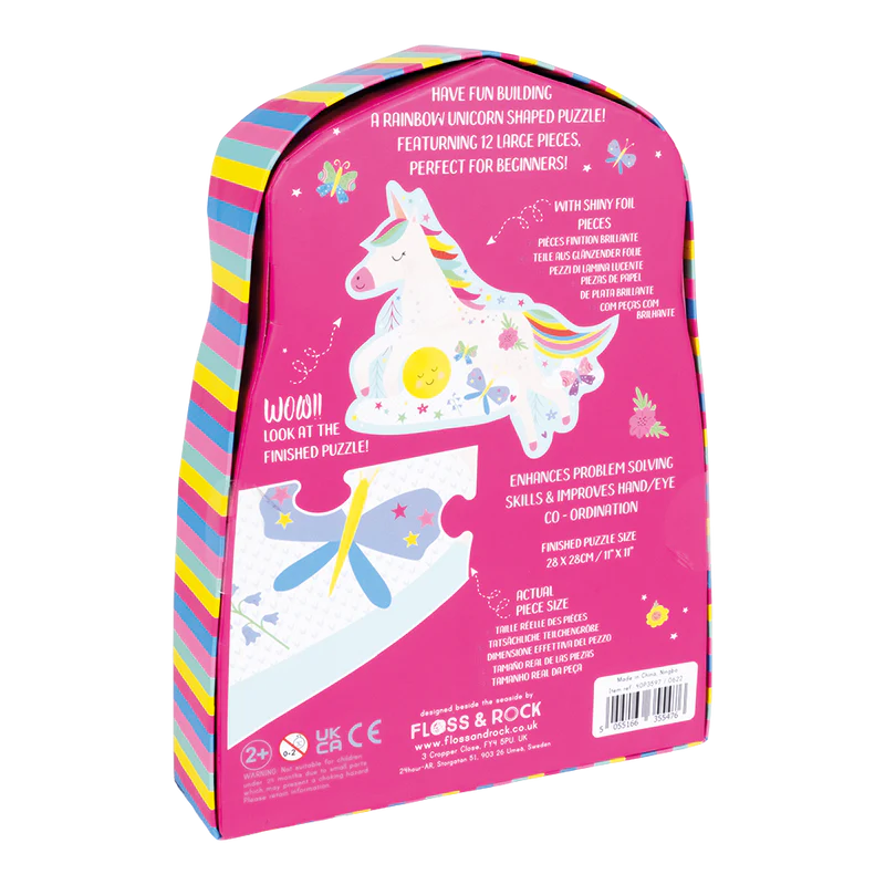 12 Piece Shaped Jigsaw Puzzle - Rainbow Unicorn