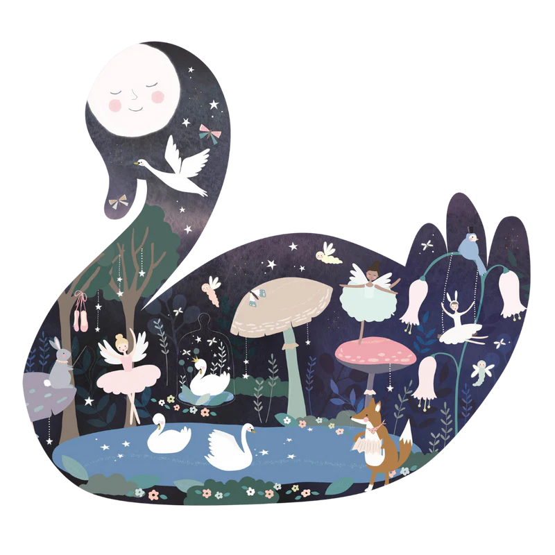 40 Piece Shaped Jigsaw Puzzle - Enchanted Swan