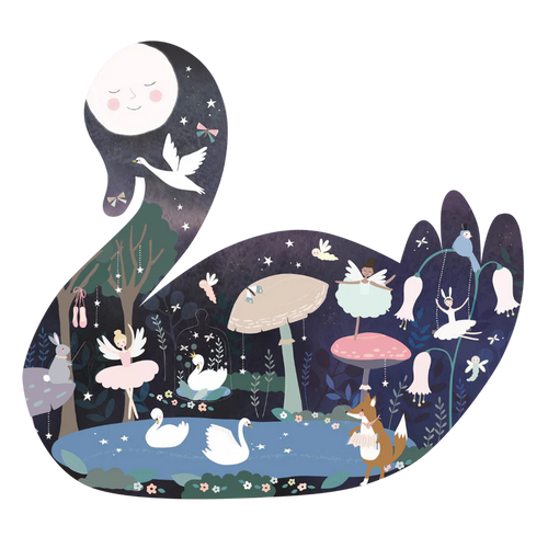 40 Piece Shaped Jigsaw Puzzle - Enchanted Swan
