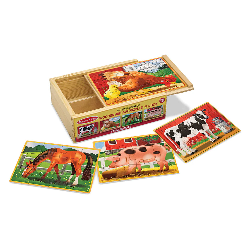 Wooden Jigsaw Puzzles in a Box - Farm Animals