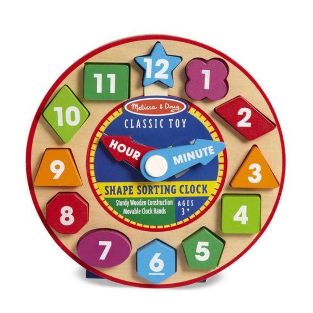Clock Shape Game Melissa & Doug Shape Sorting Clock - Wooden Learning Toy for Kids – Mr ...