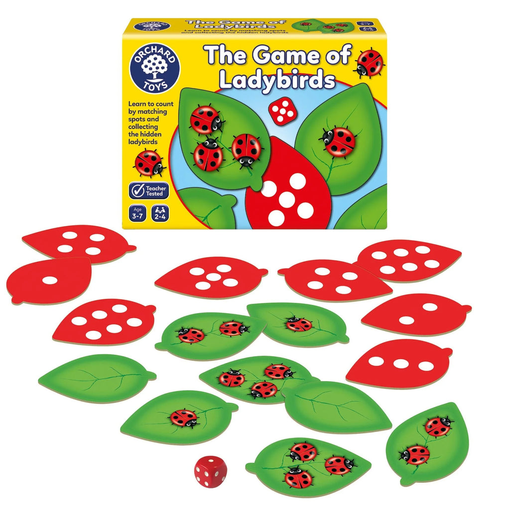 Orchard Toys 'The Game of Ladybirds' with game pieces and box on a white background